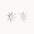 Pair of silver sun-shaped stud earrings on a white background