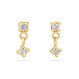 9ct Gold Double Diamond Drop Earrings