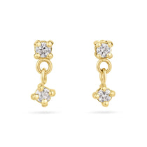 9ct Gold Double Diamond Drop Earrings