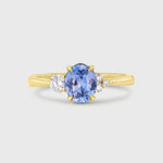 9ct Gold Five Stone Cornflower Blue Sapphire and Diamond Engagement Ring