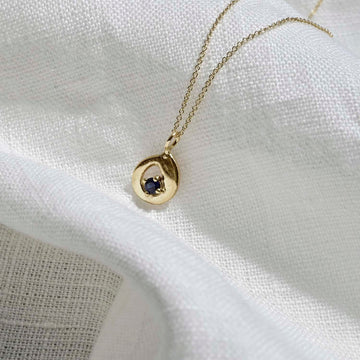 9ct Gold Freeform "Something Blue" Circle Pendant Necklace
