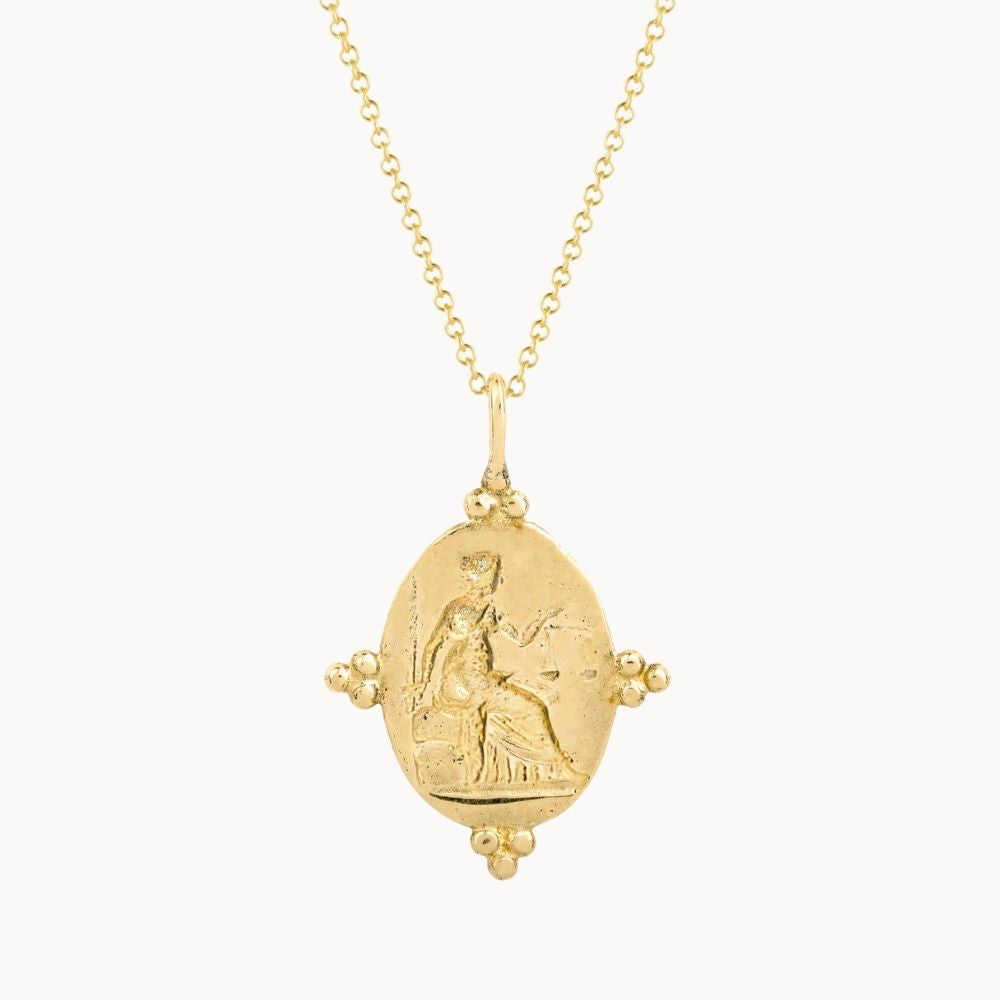 9ct Gold Goddess Themis Pendant Necklace