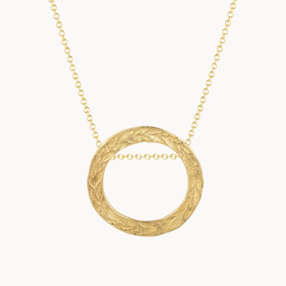 9ct Gold Laurel Wreath Slider Pendant Necklace