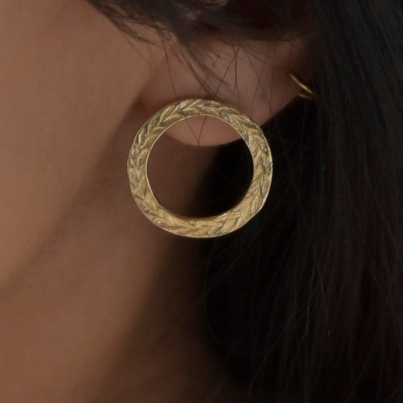 9ct Gold Laurel Wreath Stud Earrings