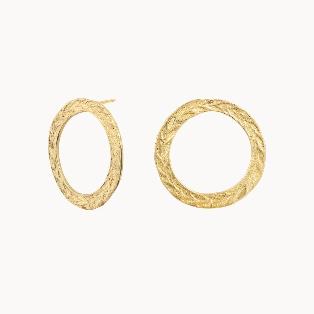 9ct Gold Laurel Wreath Stud Earrings