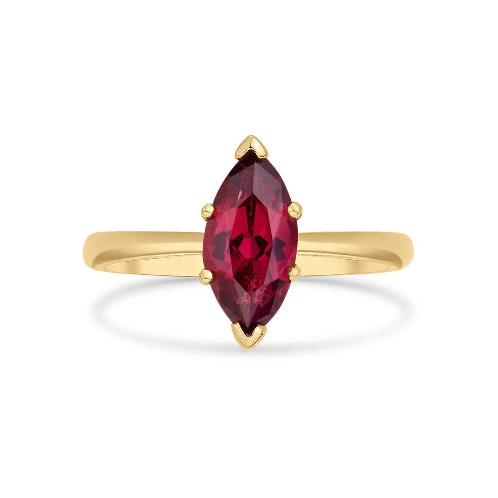 9ct Gold Marquise Cut Garnet Solitaire Engagement Ring