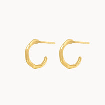 9ct Gold Mini Organic Hoop Earrings