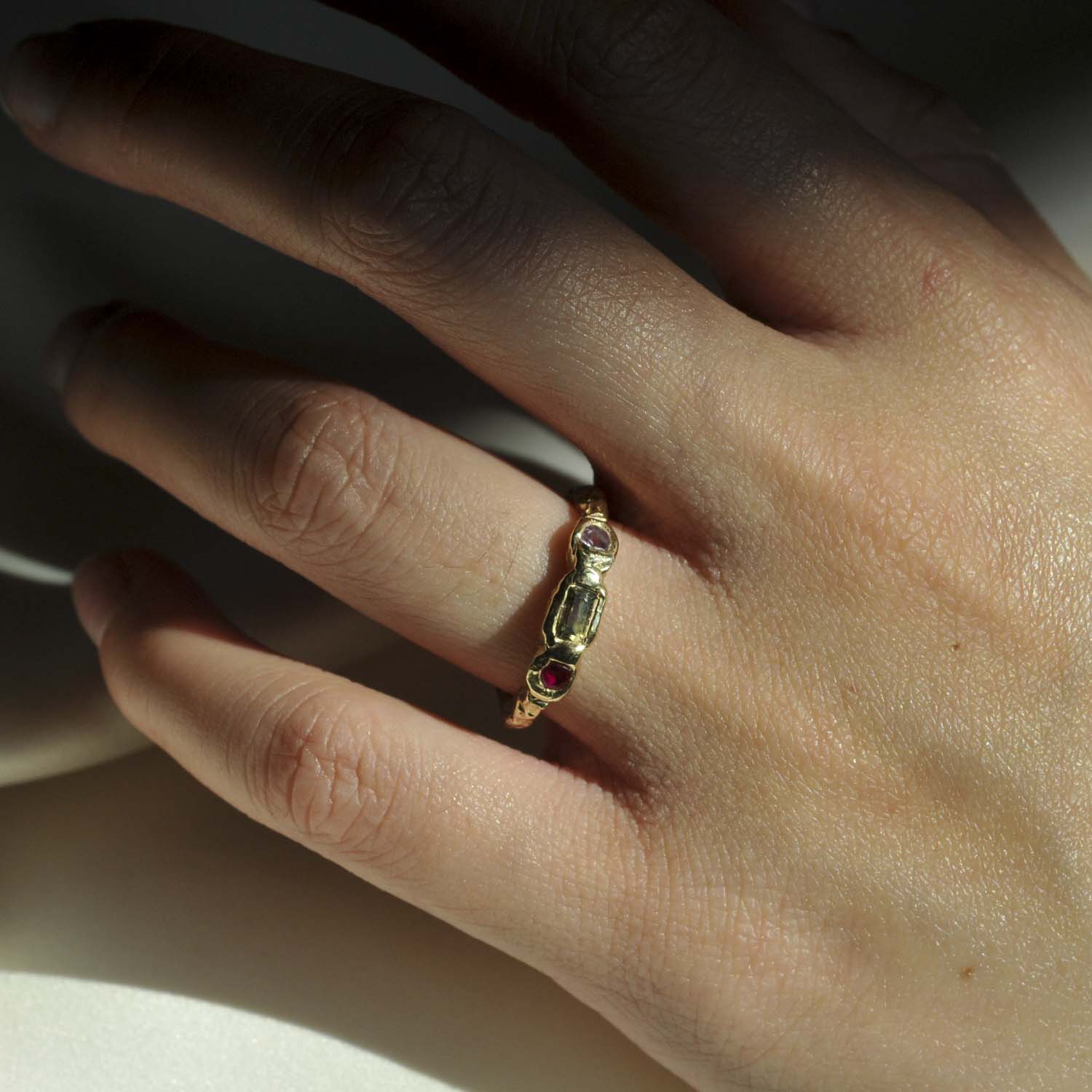 9ct Gold Organic Three Stone Ring