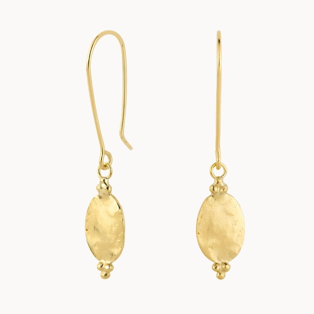 9ct Gold Ornate Oval Hook Earrings