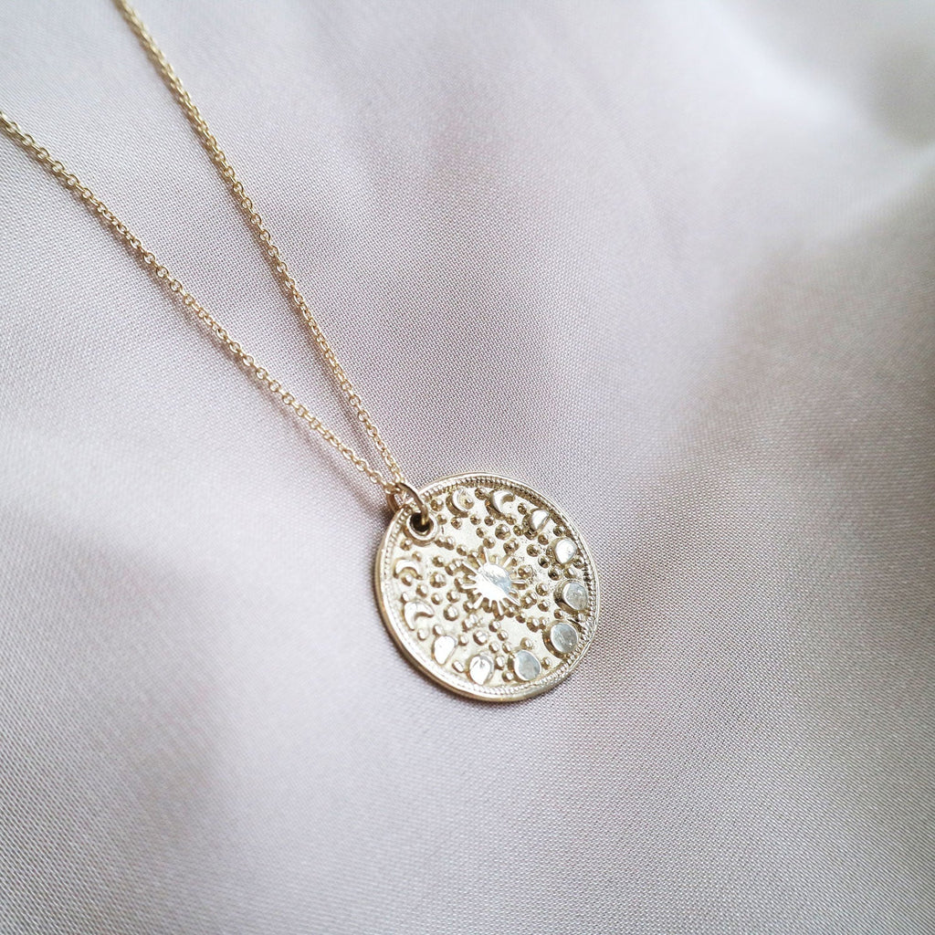9ct Gold Personalised Moonphase Necklace
