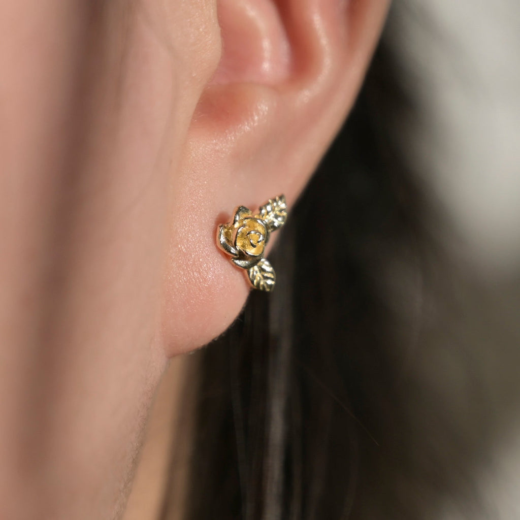 9ct Gold 'Roses Are Red' Stud Earrings