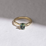 9ct Gold Teal Sapphire Solitaire Twisted Engagement Ring