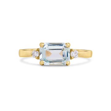 9ct Gold Three Stone Aquamarine Engagement Ring