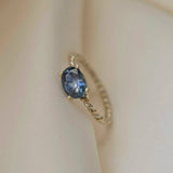 9ct Gold Two Tone Blue Sapphire Solitaire Entwined Engagement Ring