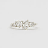 9ct White Gold Asymmetric Diamond Engagement Ring