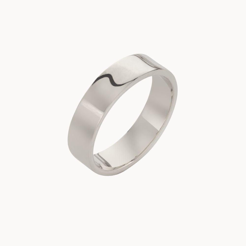 9ct White Gold Wide Flat Wedding Ring