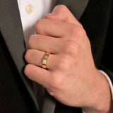 9ct Yellow Gold Diamond Wide Flat Wedding Ring