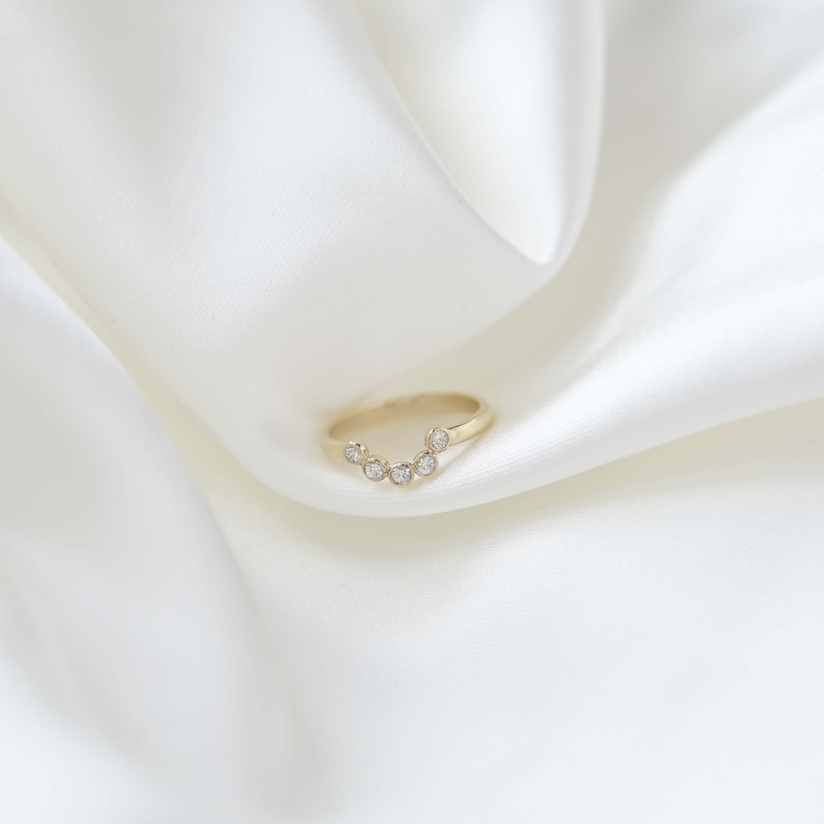 9ct Yellow Gold Half Halo Diamond Nesting Wedding Ring