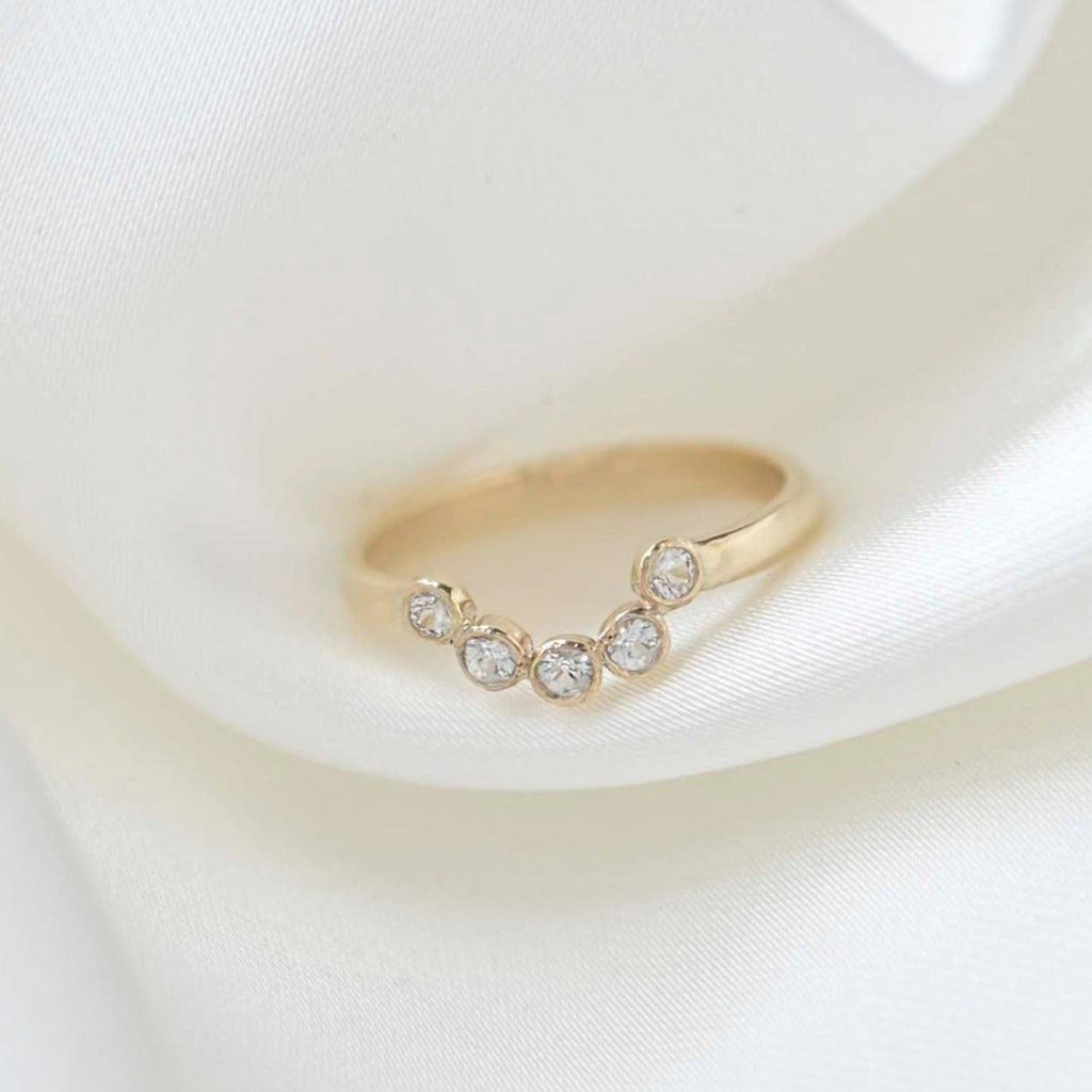 9ct Yellow Gold Half Halo Diamond Nesting Wedding Ring