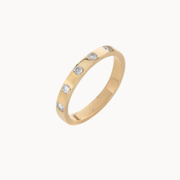 9ct Yellow Gold Light Flat Diamond Wedding Ring