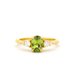 5 Stone Light Green Sapphire Engagement Ring with Diamonds-Engagement Rings-Wild Fawn Jewellery