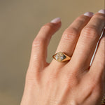 Oval Butter Yellow Diamond Faux Bezel Engagement Ring-Engagement Rings-Wild Fawn Jewellery