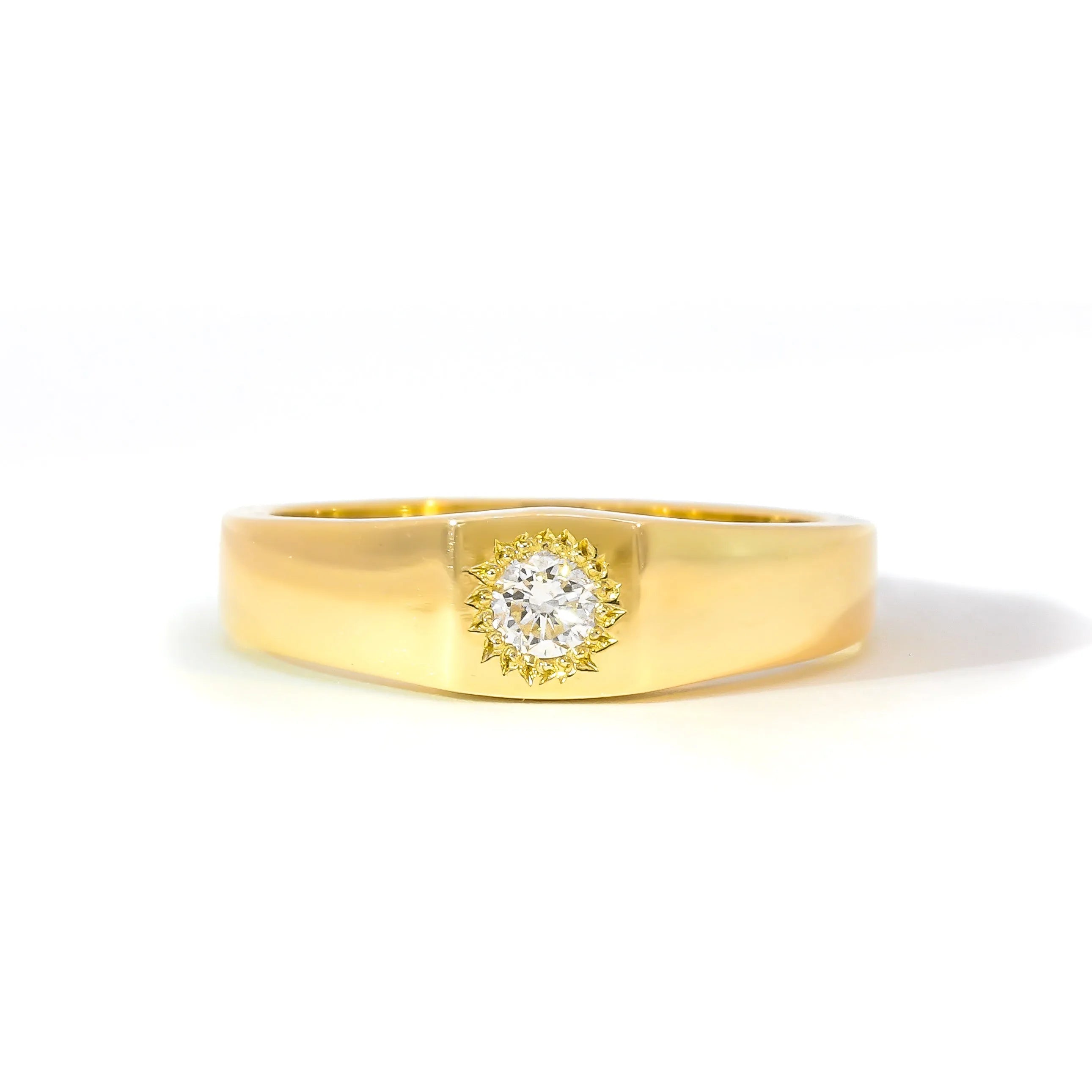 Signet Band Ring with Sun-Set Bezel Lab-Grown Diamond-Engagement Rings-Wild Fawn Jewellery