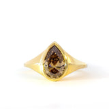Statement Bezel Set Brown Diamond Pear Engagement Ring-Engagement Rings-Wild Fawn Jewellery