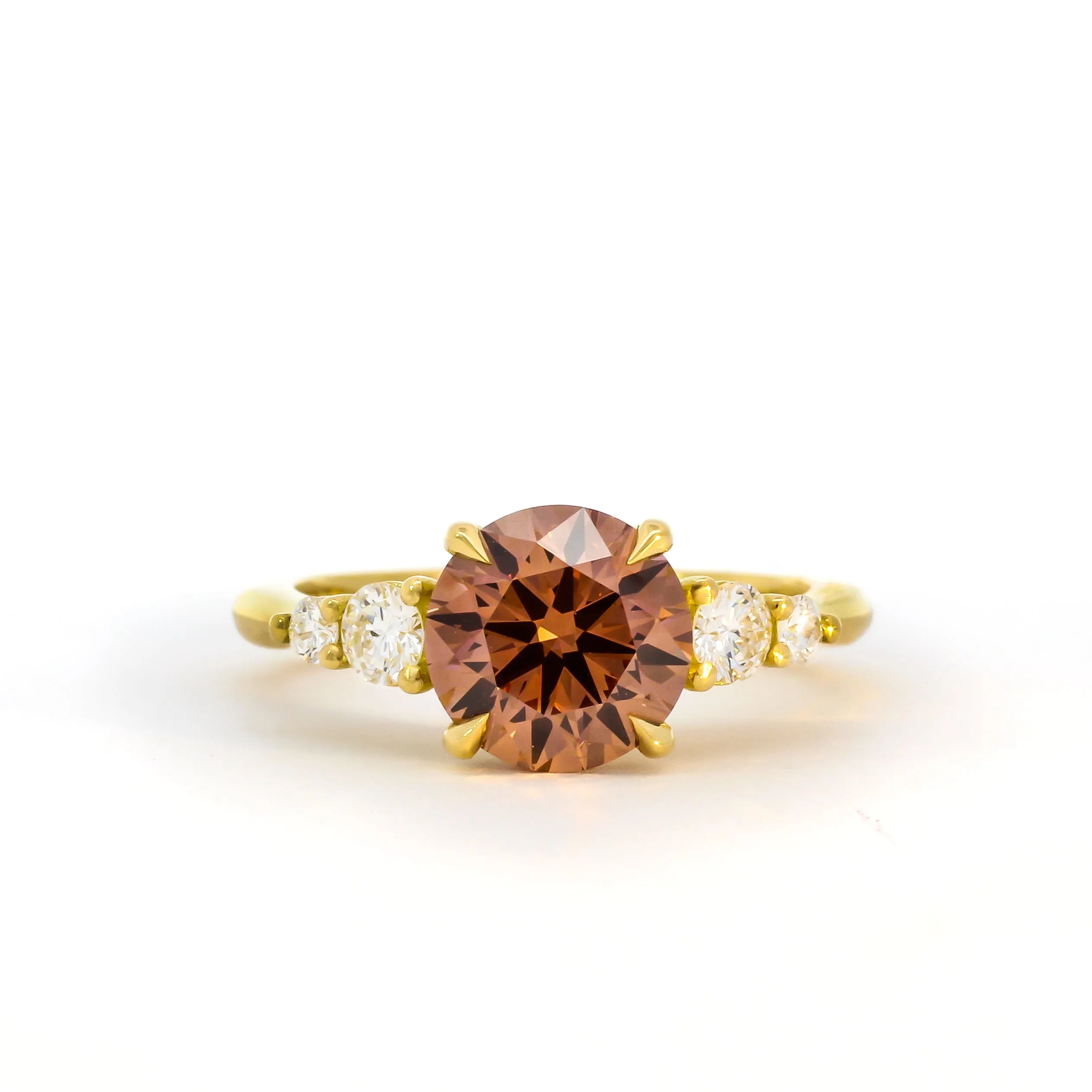 5-Stone Brown Round Diamond Engagement Ring-Engagement Rings-Wild Fawn Jewellery