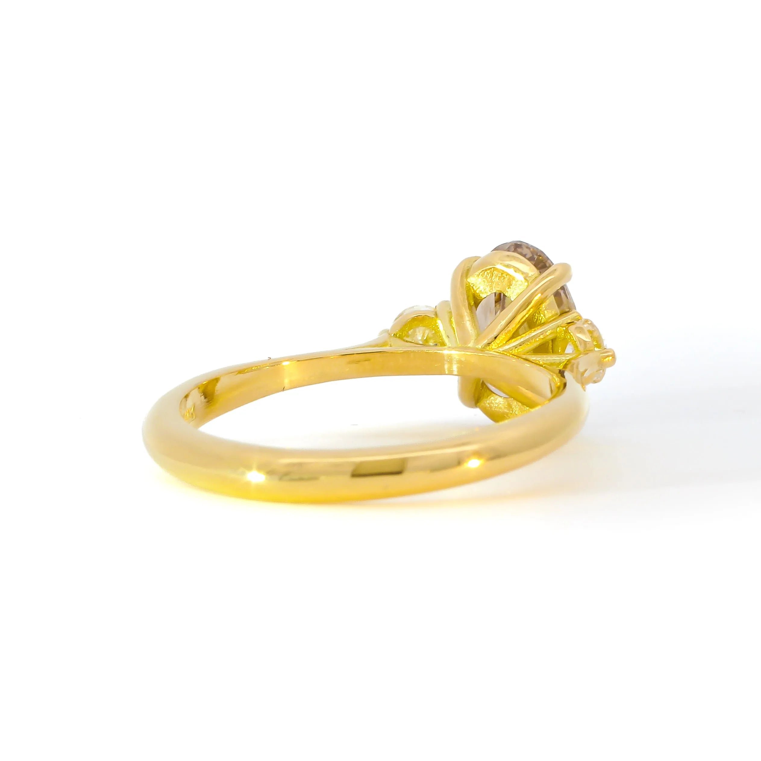 Brown Diamond Oval Trilogy Engagement Ring-Engagement Rings-Wild Fawn Jewellery