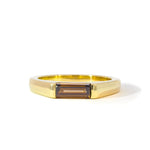East-West Emerald-Cut Brown Diamond Half Bezel Ring-Engagement Rings-Wild Fawn Jewellery
