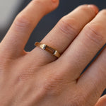 East-West Emerald-Cut Brown Diamond Half Bezel Ring-Engagement Rings-Wild Fawn Jewellery