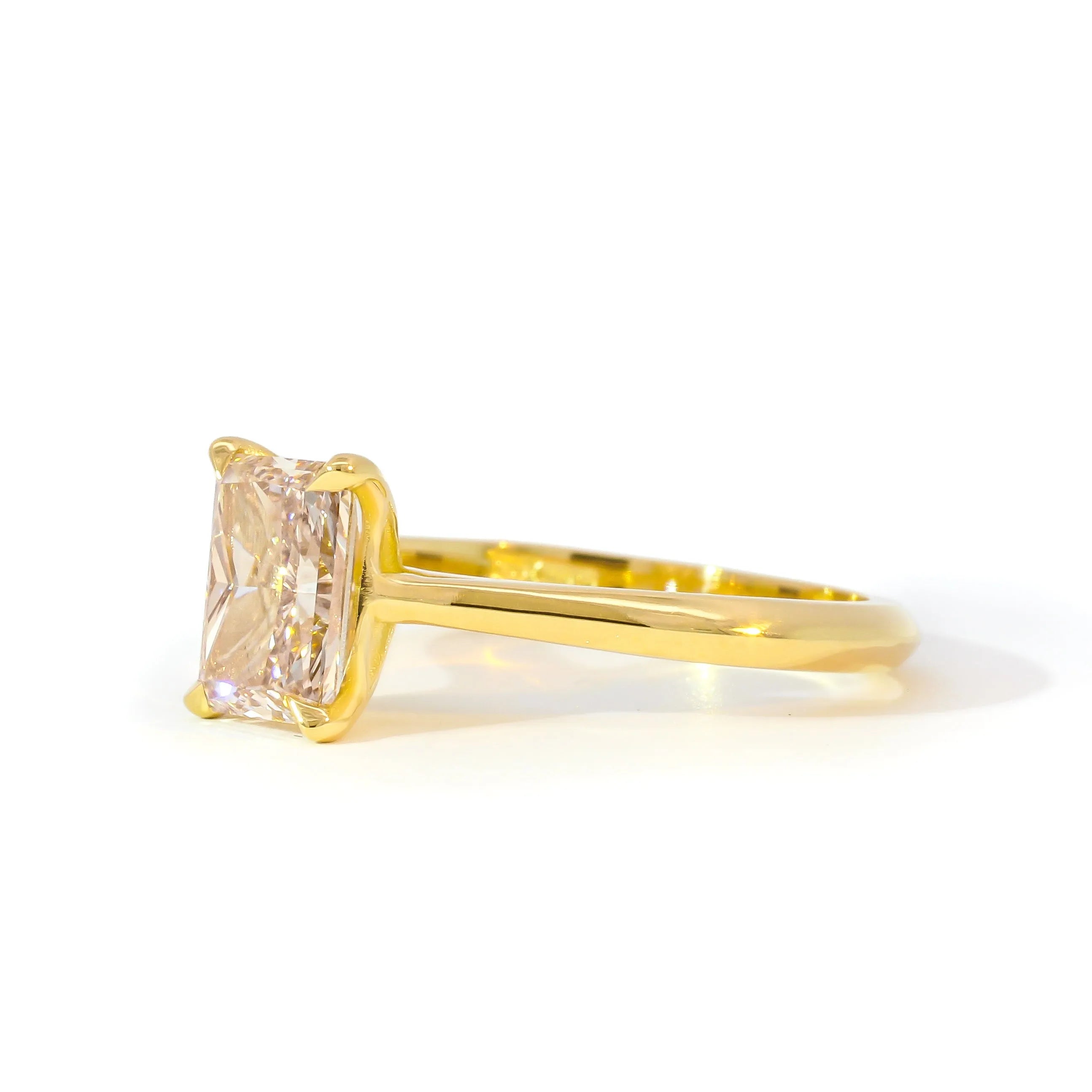 Light Brown Emerald Cut Solitaire Engagement Ring-Engagement Rings-Wild Fawn Jewellery