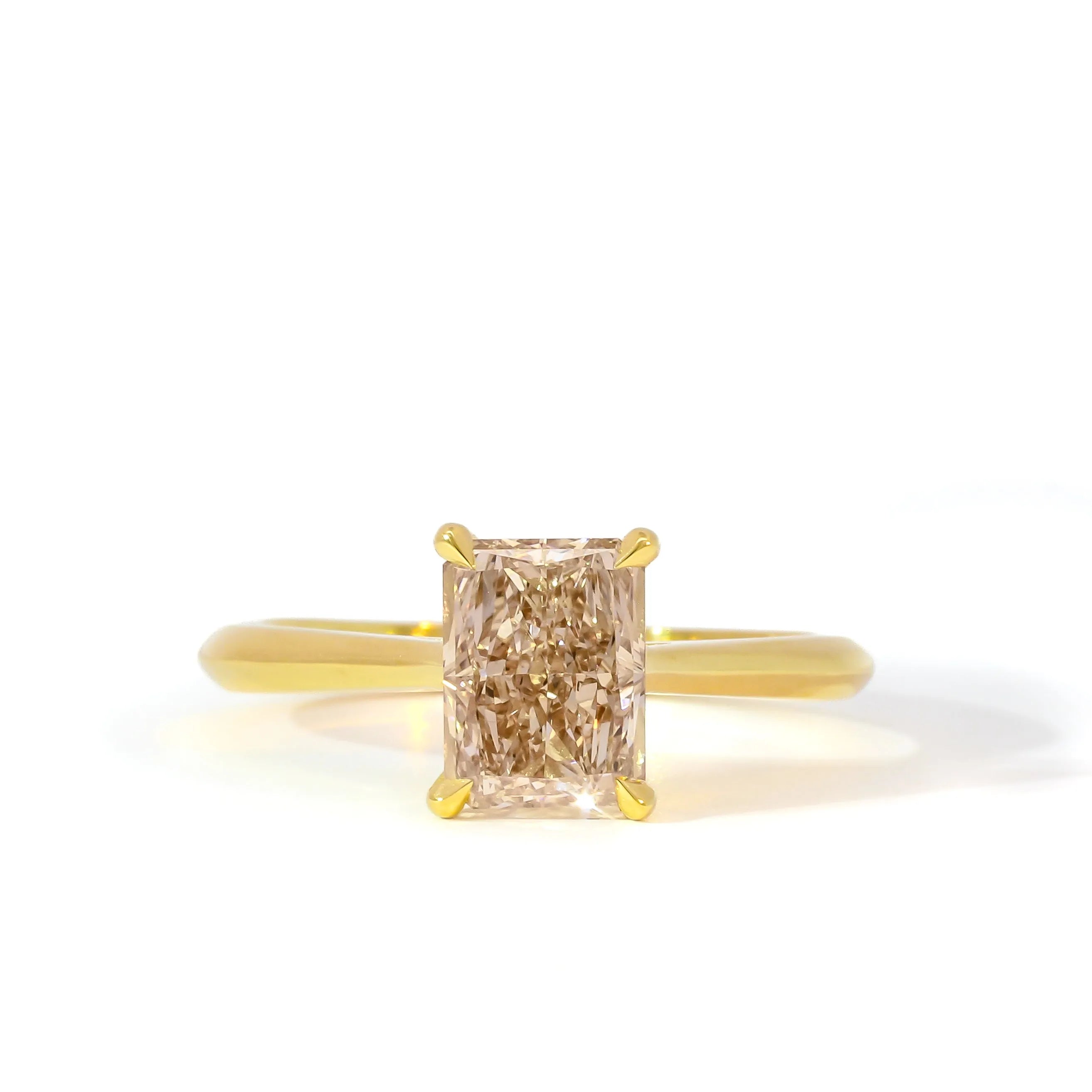 Light Brown Emerald Cut Solitaire Engagement Ring-Engagement Rings-Wild Fawn Jewellery