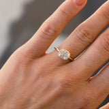 East West Faux Bezel Cushion Cut Champagne Diamond Engagement Ring-Engagement Rings-Wild Fawn Jewellery
