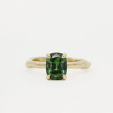 9ct Gold Green Sapphire Solitaire Engagement Ring with Organic Band-Engagement Rings-Wild Fawn Jewellery