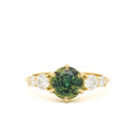 Vibrant Round Parti Sapphire Engagement Ring with Diamond Cluster-Engagement Rings-Wild Fawn Jewellery