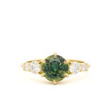 Vibrant Round Parti Sapphire Engagement Ring with Diamond Cluster-Engagement Rings-Wild Fawn Jewellery