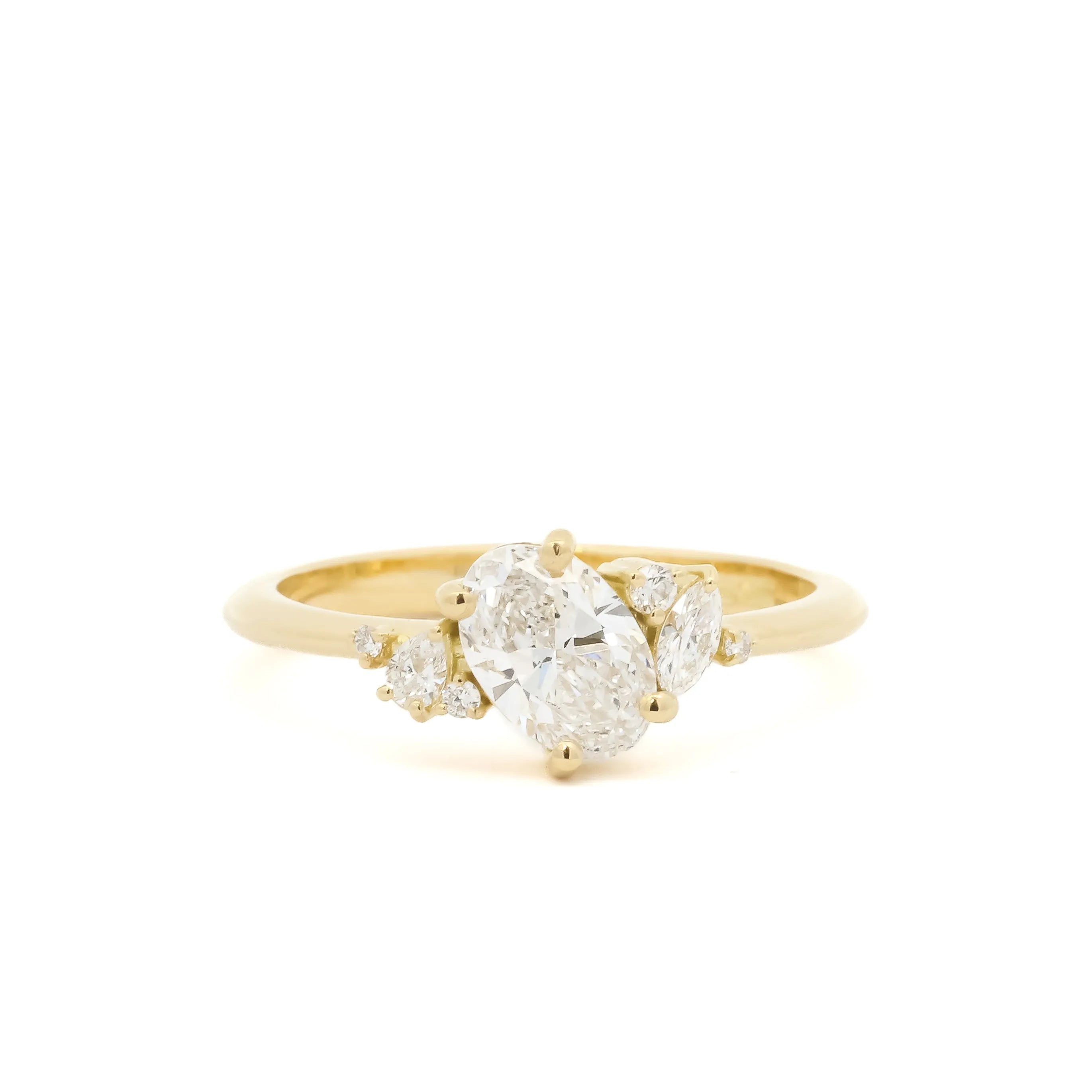 Dainty Asymmetric Diamond Cluster Engagement Ring-Engagement Rings-Wild Fawn Jewellery