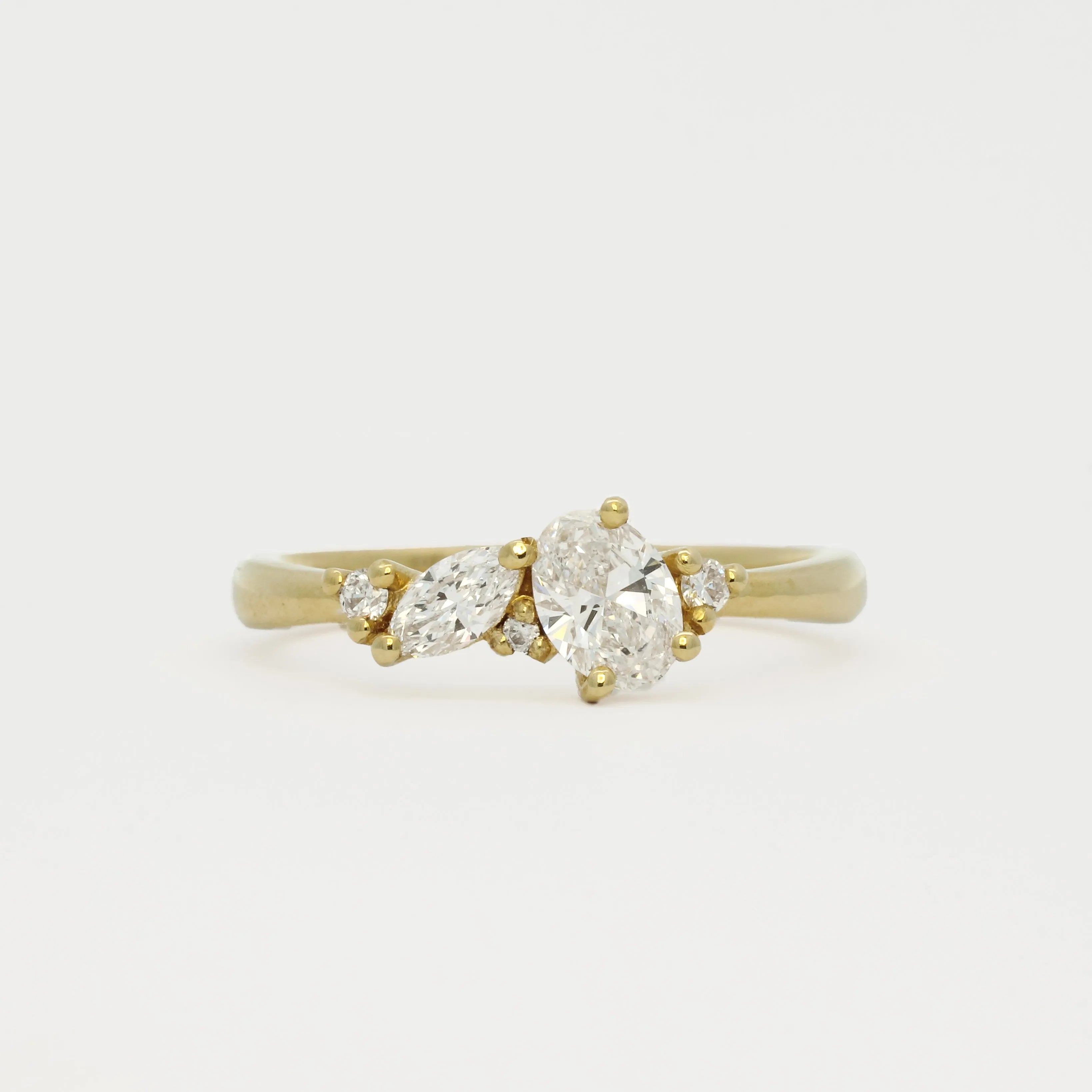 Dainty Oval Diamond Cluster Engagement Ring-Engagement Rings-Wild Fawn Jewellery