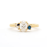 Dainty Diamond Cluster Engagement Ring with Blue Sapphires-Engagement Rings-Wild Fawn Jewellery