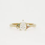 Pear Diamond Cluster Engagement Ring with Blue and Pink Sapphires-Engagement Rings-Wild Fawn Jewellery