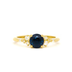 Deep Royal Blue Sapphire Engagement Ring with Scattered Diamonds-Engagement Rings-Wild Fawn Jewellery