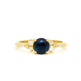 Deep Royal Blue Sapphire Engagement Ring with Scattered Diamonds-Engagement Rings-Wild Fawn Jewellery