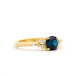 Deep Royal Blue Sapphire Engagement Ring with Scattered Diamonds-Engagement Rings-Wild Fawn Jewellery