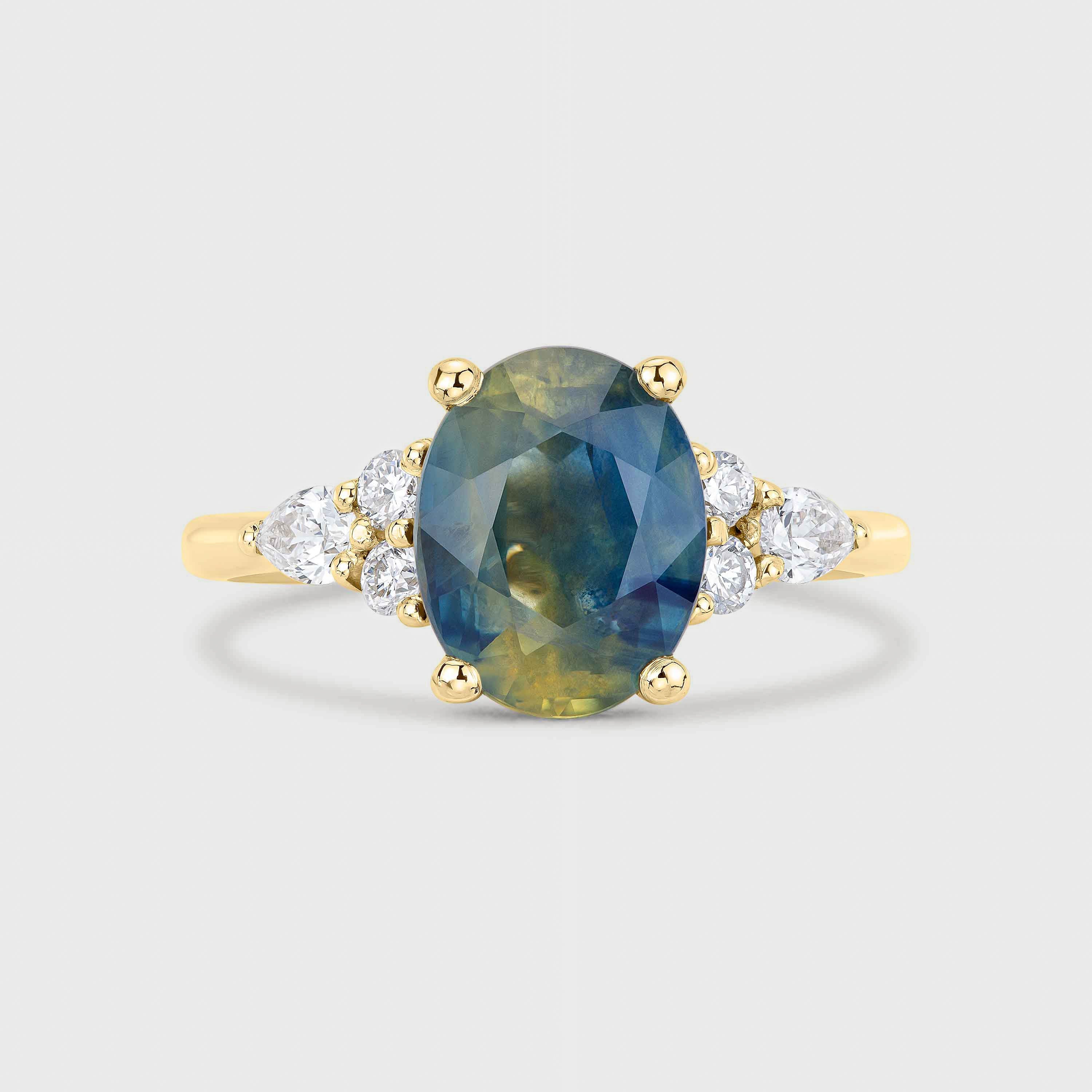 Bi-Colour Sapphire Cluster Engagement Ring