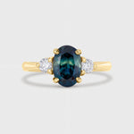 Blue Sapphire Oval Engagement Ring with diamonds