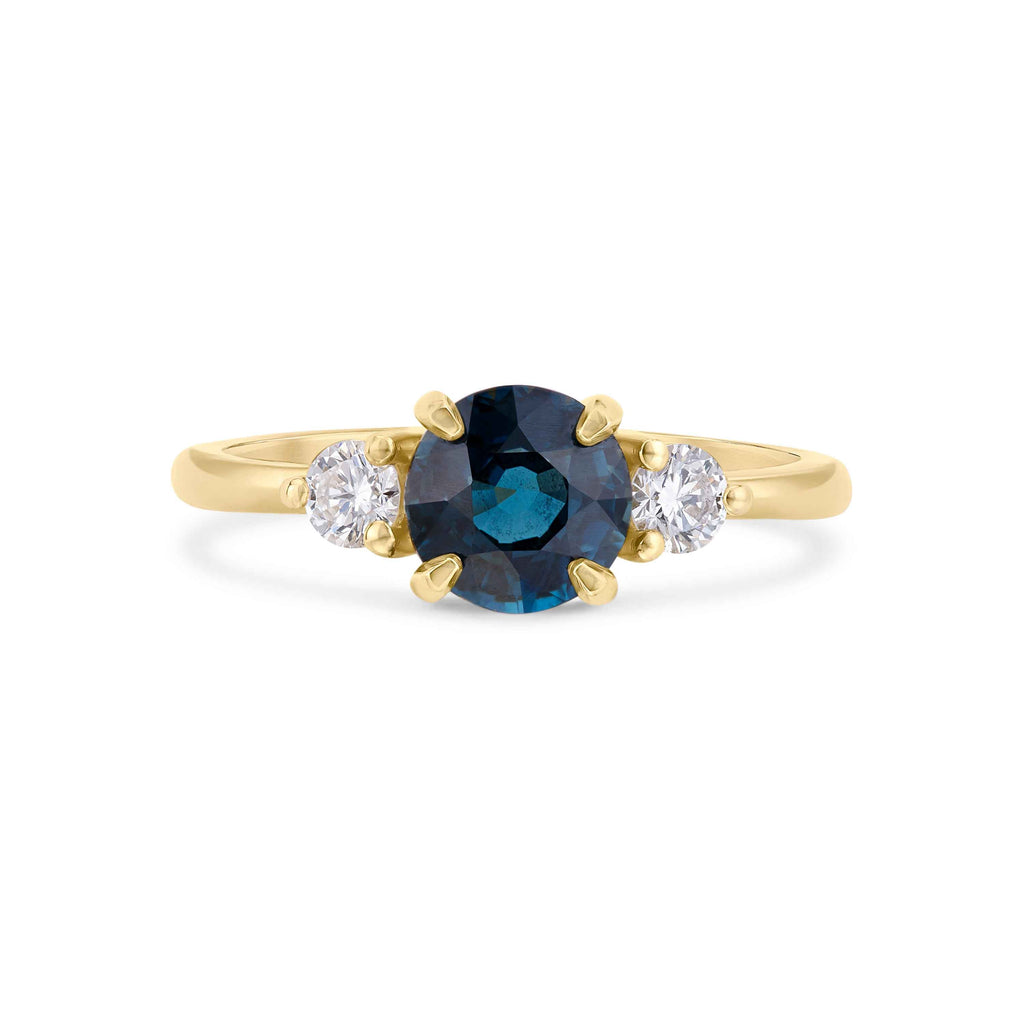Blue Sapphire Trilogy Engagement Ring