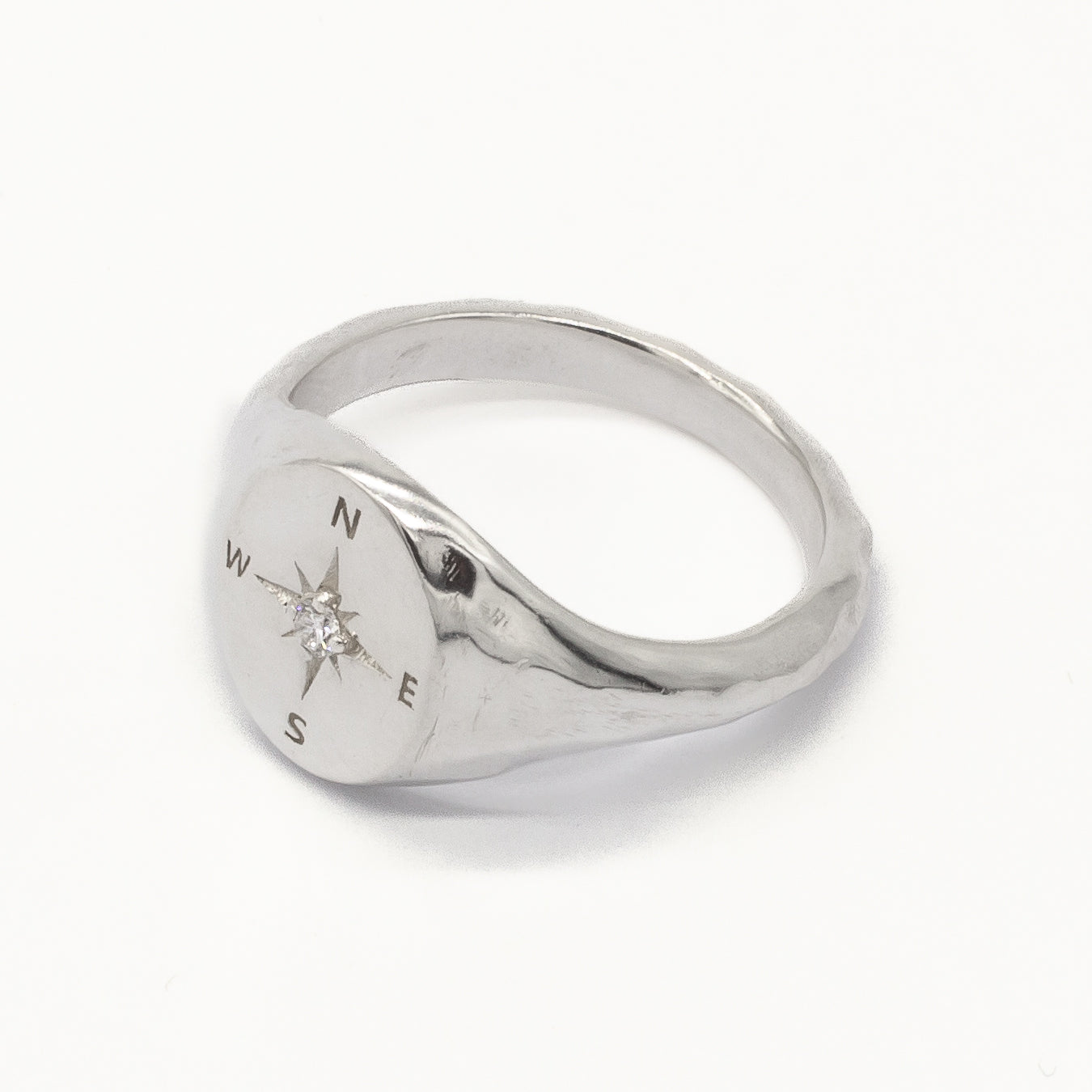 Diamond Compass Signet Ring