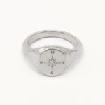 Diamond Compass Signet Ring